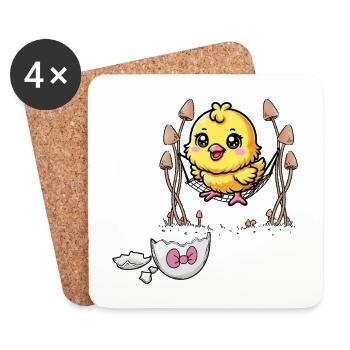 Chick Easter Kids Child Eggshell Baby Chicken - Coasters (set of 4) - white - Front