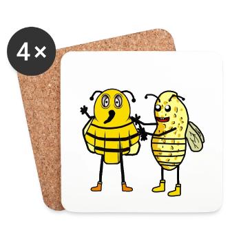 Insecte Insectes Enfants Enfant Abeille Abeilles - Dessous de verre (lot de 4) - blanc - Devant