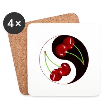 Rockabilly Cherry Cherries Fruit Asia - Coasters (set of 4) - white - Front