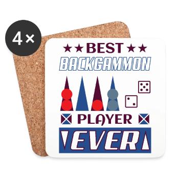 Backgammon Spiel - Untersetzer (4er-Set) - Weiß - Vorne
