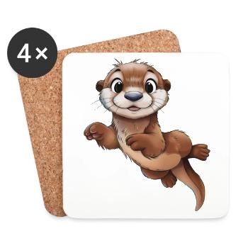 Niedlicher Otter - Untersetzer (4er-Set) - Weiß - Vorne