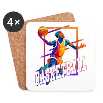 Basket-ball basketteur basketteur Fan Vintage Rétro - Dessous de verre (lot de 4) - blanc - Devant