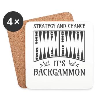 Backgammon Spiel - Untersetzer (4er-Set) - Weiß - Vorne