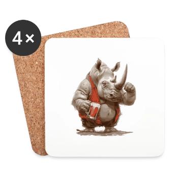 Rhino Beer Funny - Coasters (set of 4) - white - Front