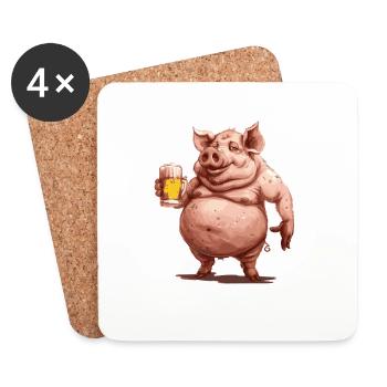 Pork Beer Funny - Coasters (set of 4) - white - Front