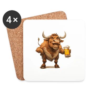 Bull Beer Funny - Coasters (set of 4) - white - Front