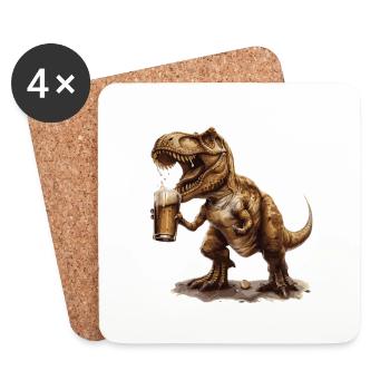 Dinosaure T-Rex Bière Drôle - Dessous de verre (lot de 4) - blanc - Devant