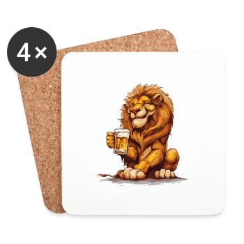 Lion Beer Funny - Coasters (set of 4) - white - Front