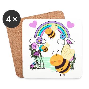 Kinder Kind Regenbogen Insekt Insekten Baby - Untersetzer (4er-Set) - Weiß - Vorne
