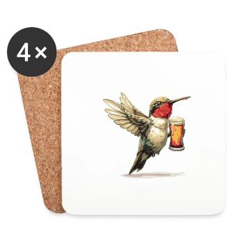 Kolibri Vogel Bier Lustig - Untersetzer (4er-Set) - Weiß - Vorne