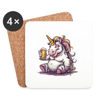 Licorne Bière Drôle - Dessous de verre (lot de 4) - blanc - Devant