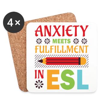 ESL-Lehrer ESL Unterricht - Untersetzer (4er-Set) - Weiß - Vorne