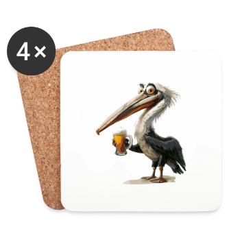 Pelican Bird Bière Drôle - Dessous de verre (lot de 4) - blanc - Devant