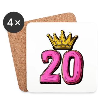 20 Zahl Krone - Untersetzer (4er-Set) - Weiß - Vorne