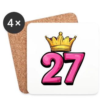 27 Zahl Krone - Untersetzer (4er-Set) - Weiß - Vorne