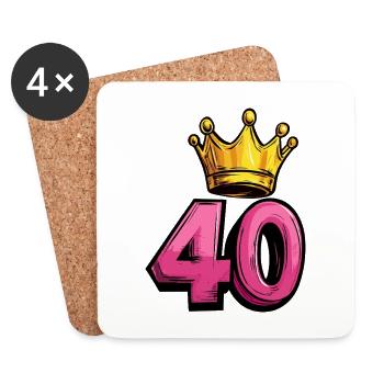 40 Zahl Krone - Untersetzer (4er-Set) - Weiß - Vorne