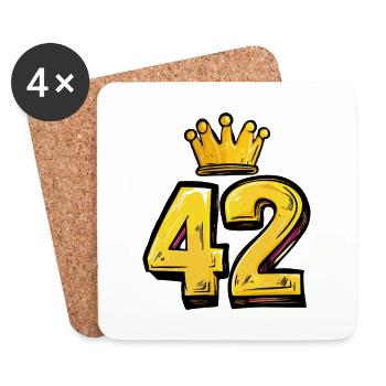 42 Nombre Couronne - Dessous de verre (lot de 4) - blanc - Devant