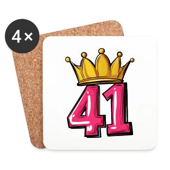 41 Zahl Krone - Untersetzer (4er-Set) - Weiß - Vorne