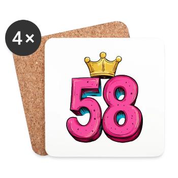58 Zahl Krone - Untersetzer (4er-Set) - Weiß - Vorne