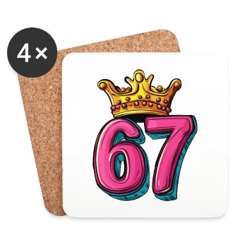 67 Zahl Krone - Untersetzer (4er-Set) - Weiß - Vorne