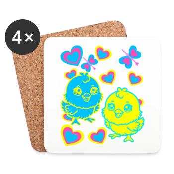Küken Ostern Kind Kinder - Untersetzer (4er-Set) - Weiß - Vorne