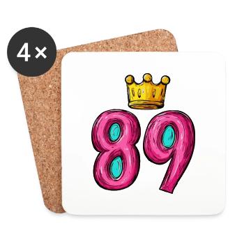 89 Zahl Krone - Untersetzer (4er-Set) - Weiß - Vorne