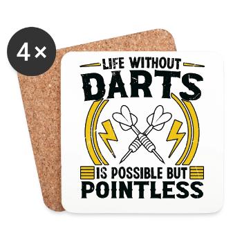 Dart Dartspieler Dartspiel Herren - Untersetzer (4er-Set) - Weiß - Vorne