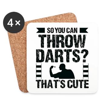 Dart Dartspieler Dartspiel Herren - Untersetzer (4er-Set) - Weiß - Vorne