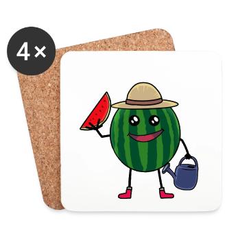 Melon Jardinier Agriculteur Hobby Jardinier Jardin - Dessous de verre (lot de 4) - blanc - Devant