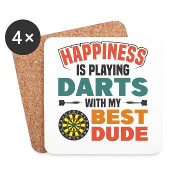 Dart Dartspieler Dartspiel Herren - Untersetzer (4er-Set) - Weiß - Vorne