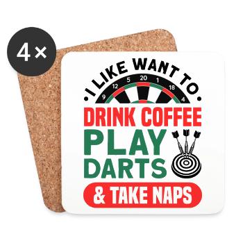 Dart Dartspieler Dartspiel Herren - Untersetzer (4er-Set) - Weiß - Vorne