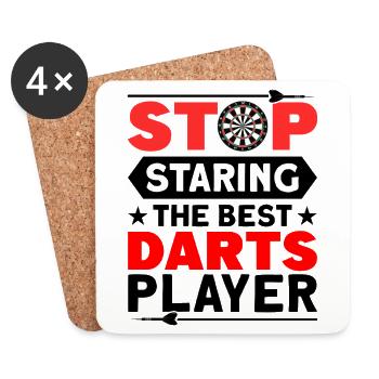 Dart Dartspieler Dartspiel Herren - Untersetzer (4er-Set) - Weiß - Vorne