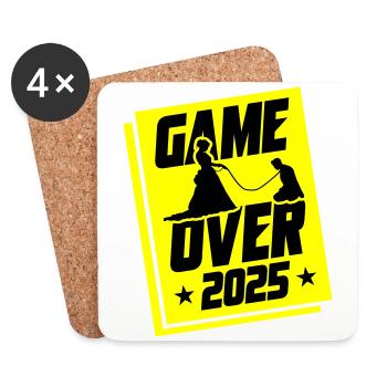 Hochzeit Game Over 2025 Junggesellenabschied - Untersetzer (4er-Set) - Weiß - Vorne