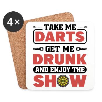 Dart Dartspieler Dartspiel Herren - Untersetzer (4er-Set) - Weiß - Vorne