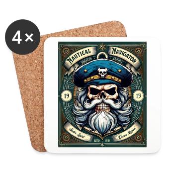 Sailor Skull Skull Captain Ahoy Ship - Coasters (set of 4) - white - Front