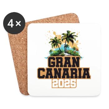 Gran Canaria 2025 Palmiers - Dessous de verre (lot de 4) - blanc - Devant