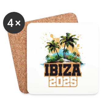 Ibiza 2025 Palmiers - Dessous de verre (lot de 4) - blanc - Devant