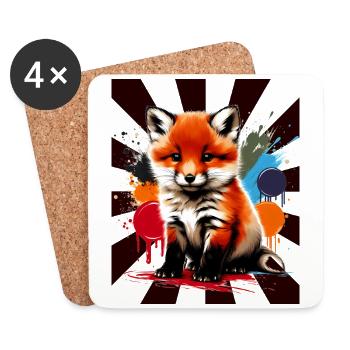 Fuchs Füchse Kinder Kind - Untersetzer (4er-Set) - Weiß - Vorne