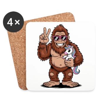 Bigfoot & Licorne, signe de paix - Dessous de verre (lot de 4) - blanc - Devant