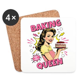 Backen Torte Backkönigin Backfee Bäckerin Pop Art - Untersetzer (4er-Set) - Weiß - Vorne