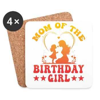 Maman de la fille d’anniversaire - Dessous de verre (lot de 4) - blanc - Devant