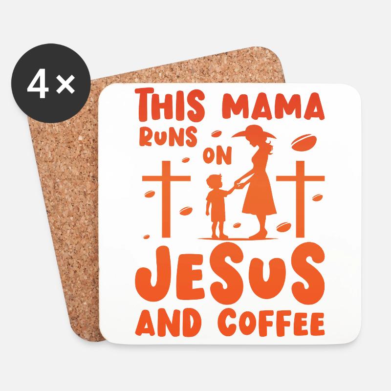 Diese Mama läuft auf Jesus und Kaffee - Untersetzer (4er-Set) - Weiß