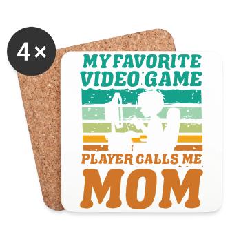 Mon joueur de jeux vidéo préféré m’appelle maman - Dessous de verre (lot de 4) - blanc - Devant