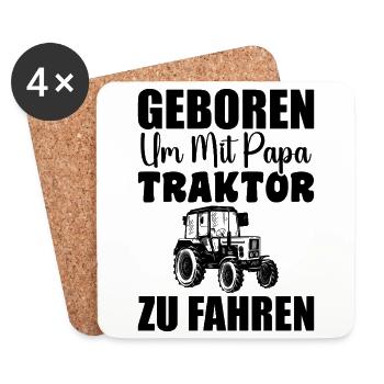 Conduite de tracteur – Doux père-enfant - Dessous de verre (lot de 4) - blanc - Devant