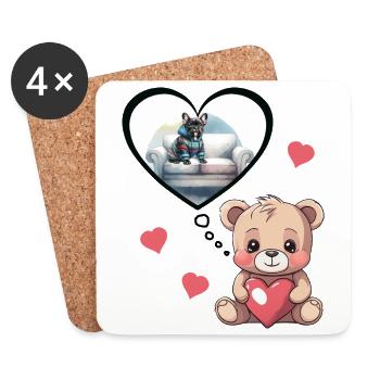 French Bullgogge Teddy Bear Kids - Coasters (set of 4) - white - Front