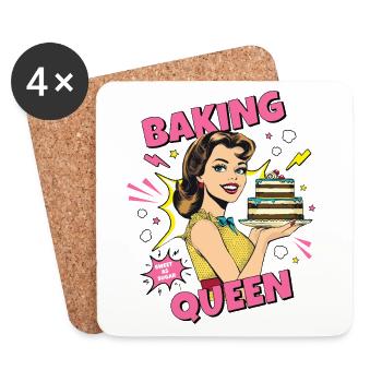 Backen Torte Backkönigin Backfee Bäckerin Pop Art - Untersetzer (4er-Set) - Weiß - Vorne