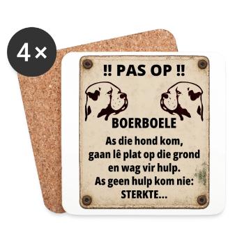 Boerboel Warning Sign – Humor with Bite - Coasters (set of 4) - white - Front