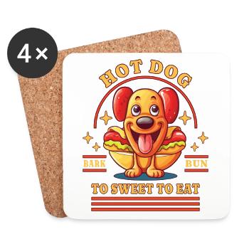 Hot Dog Hund Wurst Fast Food Wortwitz Lustig Humor - Untersetzer (4er-Set) - Weiß - Vorne