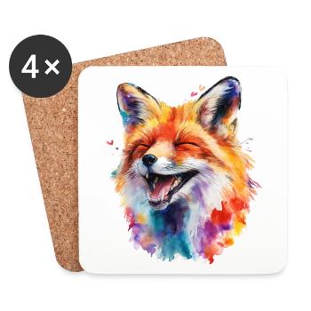 Bunter Fuchs in Aquarell - Untersetzer (4er-Set) - Weiß - Vorne