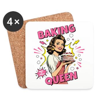 Backen Torte Backkönigin Backfee Bäckerin Pop Art - Untersetzer (4er-Set) - Weiß - Vorne